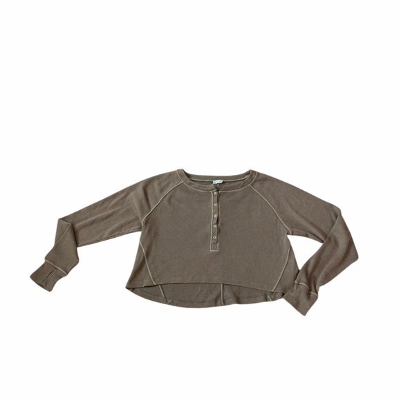 Free People Intimately Early Night Crop Sleep Top Waffle Knit Women’s Sz Small - Picture 3 of 11